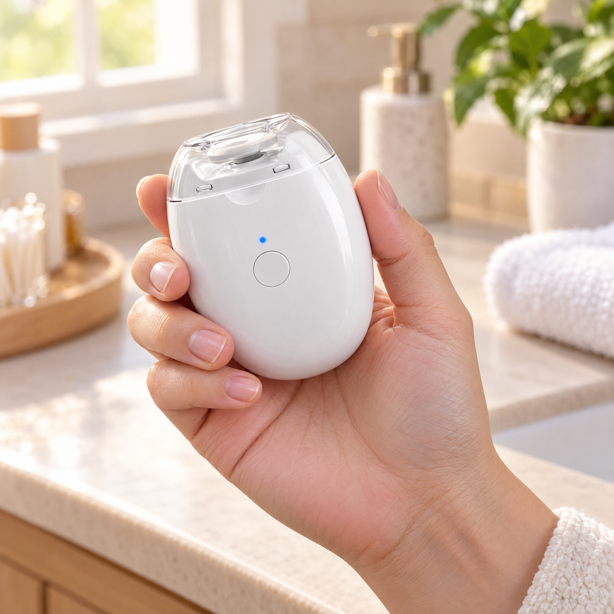 Unghiera electrică ținută în palmă, încape într-o singură mână